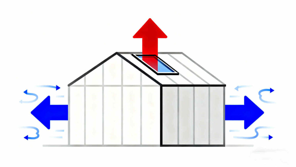 Principle of greenhouse ventilation system